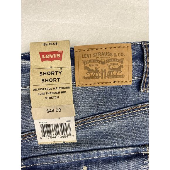 Levi's Denim Shorty Shorts Juniors Size 16 1/2 Pockets Adjustable NWT - Picture 6 of 7